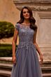 La Femme 26893 Sheer Neckline Embroidered Bodice Dress