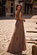 La Femme 26942 Scalloped V-Neck Embroidered Dress