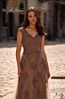 La Femme 26942 Scalloped V-Neck Embroidered Dress