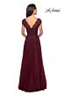 La Femme 26942 Scalloped V-Neck Embroidered Dress
