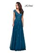 La Femme 26942 Scalloped V-Neck Embroidered Dress