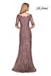 La Femme 26943 Elbow Sleeves Scalloped Neckline Dress