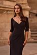 La Femme 26955 Three Quarter Sleeves Ruched Dress