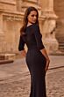 La Femme 26955 Three Quarter Sleeves Ruched Dress