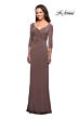 La Femme 26955 Three Quarter Sleeves Ruched Dress