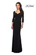 La Femme 26955 Three Quarter Sleeves Ruched Dress