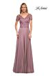 La Femme 27098 Lace Bodice V-Neck Dress