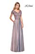 La Femme 27098 Lace Bodice V-Neck Dress