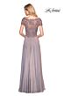 La Femme 27098 Lace Bodice V-Neck Dress