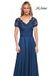 La Femme 27098 Lace Bodice V-Neck Dress
