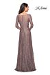 La Femme 27857 Three Quarter Sleeve Boat Neck Dress