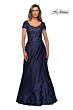 La Femme 27033 Floral Bodice Wrap Skirt Dress