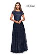 La Femme 27837 Sequin Lace Short Sleeve Dress