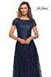 La Femme 27837 Sequin Lace Short Sleeve Dress
