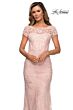 La Femme 27856 Cap Sleeve Beaded Lace Dress