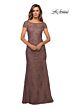 La Femme 27856 Cap Sleeve Beaded Lace Dress