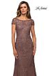 La Femme 27856 Cap Sleeve Beaded Lace Dress