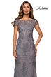 La Femme 27856 Cap Sleeve Beaded Lace Dress