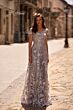 La Femme 27870 Sheer Sleeves Embroidered Dress