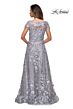 La Femme 27870 Sheer Sleeves Embroidered Dress
