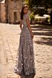 La Femme 27870 Sheer Sleeves Embroidered Dress