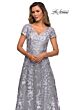 La Femme 27870 Sheer Sleeves Embroidered Dress