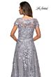 La Femme 27870 Sheer Sleeves Embroidered Dress
