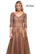 La Femme 27908 Illusion Sleeves Embroidered Dress