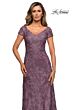 La Femme 27915 V-Neck Floral Embroidery Dress