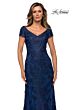 La Femme 27915 V-Neck Floral Embroidery Dress