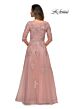 La Femme 27922 Illusion Sleeves Embroidered Dress