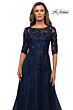 La Femme 27922 Illusion Sleeves Embroidered Dress