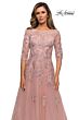 La Femme 27922 Illusion Sleeves Embroidered Dress
