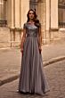 La Femme 27924 Lace Bodice Short Sleeve Dress