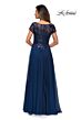 La Femme 27924 Lace Bodice Short Sleeve Dress