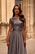 La Femme 27924 Lace Bodice Short Sleeve Dress