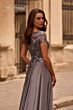 La Femme 27924 Lace Bodice Short Sleeve Dress