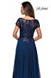La Femme 27924 Lace Bodice Short Sleeve Dress