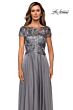 La Femme 27924 Lace Bodice Short Sleeve Dress