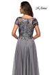 La Femme 27924 Lace Bodice Short Sleeve Dress