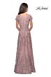 La Femme 27935 Short Sleeve Beaded Lace Dress