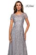 La Femme 27935 Short Sleeve Beaded Lace Dress