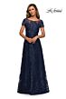La Femme 27935 Short Sleeve Beaded Lace Dress
