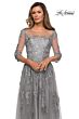 La Femme 27944 V-Back Illusion Sleeves Dress