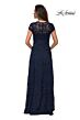 La Femme 27951 Queen Anne Neckline Embroidered Dress