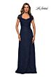La Femme 27951 Queen Anne Neckline Embroidered Dress