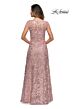 La Femme 27951 Queen Anne Neckline Embroidered Dress