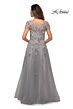 La Femme 27968 Floral Appliques V-Neck Dress