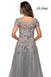 La Femme 27968 Floral Appliques V-Neck Dress