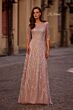 La Femme 27981 Illusion Neckline Floral Dress
